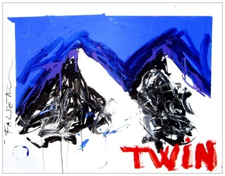 MASSIMO FALSETTI Roma 1955 Twin 2000 Olio e t.m. su tela 80 x 100. Firma (in...