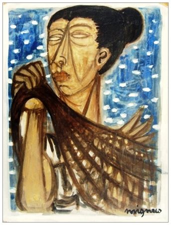 GIUSEPPE MIGNECO Messina 1908 – Milano 1997 Senza titolo Olio su faesite 40 x...