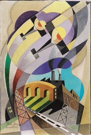 ITALO FERRO(Torino 1880 - Torino 1934)Aeropitturaolio su tavola, cm...