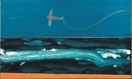 FRANCO ANGELI(Roma 1935 - 1988)Giallo cromoacrilico e smalto su tela, cm...