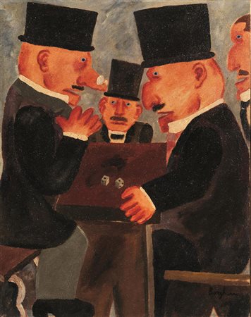 FRANZ BORGHESE(Roma 1941 - 2005)Partita a dadiOlio su tela, cm...