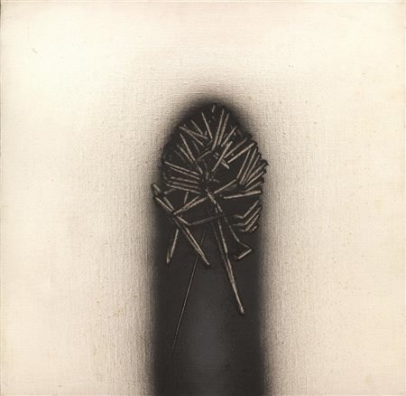 EMILIO SCANAVINO(Genova 1922 - Milano 1986)Appesoolio su tela tamburata, cm...