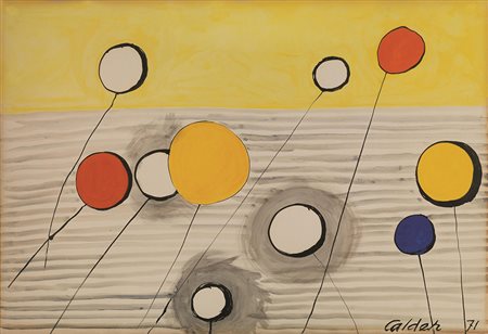 ALEXANDER CALDER(Philadelphia 1898 - New York 1976)Auroretempera e gouache su...
