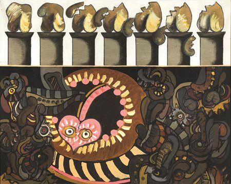 CONCETTO POZZATI(Vo&rsquo; Vecchio 1935)Caduta di un monumento importanteolio...