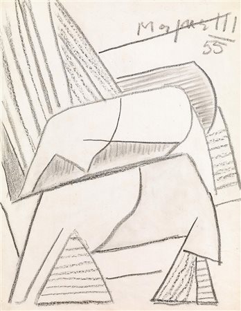 ALBERTO MAGNELLI(Firenze 1888 - Meudon 1971)Composizionecarboncino su carta,...