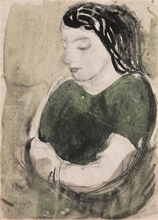 MARIO SIRONI&nbsp; (Sassari 1885 - Milano 1961)&nbsp; Figura&nbsp; tempera e...