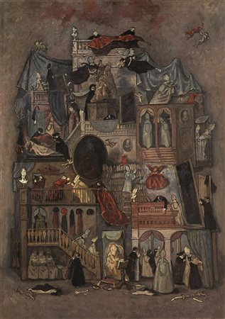 NINO CAFF&Egrave;(Alfedena 1909)Composizione n. 1olio su tela, cm...