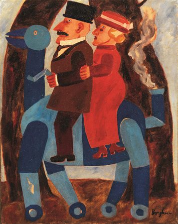 FRANZ BORGHESE(Roma 1941 - 2005)Cavallo meccanicoolio su tela, cm...