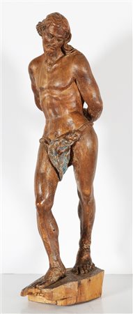 ARTISTA DEL XVI SECOLO Scultura in legno raffigurante nudo d'uomo. . Cm 15,00...
