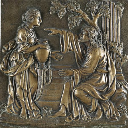 ARTISTA ITALIANO DEL XVIII SECOLO Bassorilievo in bronzo raffigurante Cristo...