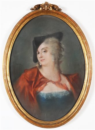 ARTISTA VENETO DEL XVIII SECOLO Ritratto di gentildonna con cappello....