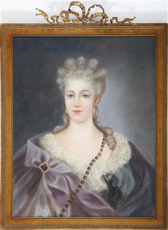 ARTISTA FRANCESE DEL XVIII SECOLO Ritratto di donna, . pastello su tela. Cm...