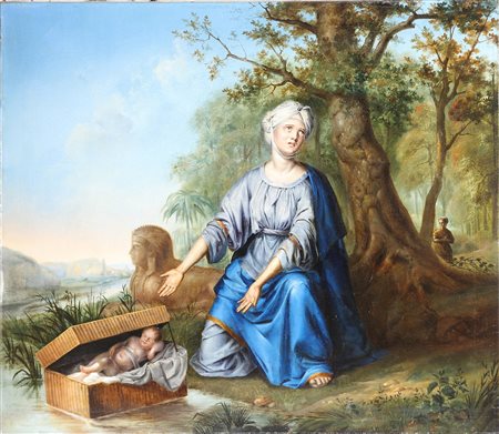 VAN MIERIS FRANS II (1689 - 1763) Ambiente di. Il ritrovamento di Mosè. Olio...