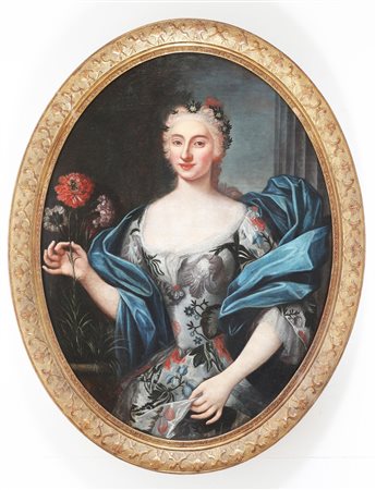 TOMMASO PARODI (XVII-XVIII SECOLO) Ritratto di nobildonna. . Olio su tavola....