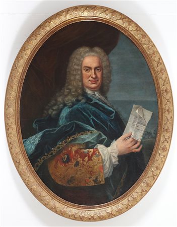 TOMMASO PARODI (XVII-XVIII SECOLO) Ritratto di nobiluomo. . Olio su tavola....