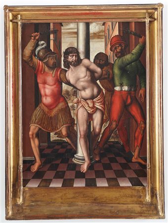 ARTISTA FRANCO -TEDESCO DEL XVII SECOLO Flagellazione di Cristo. Olio su...