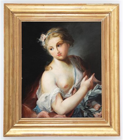 ARTISTA VENETO DEL XVIII SECOLO Ritratto di fanciulla. Olio su tela. Cm 54,00...