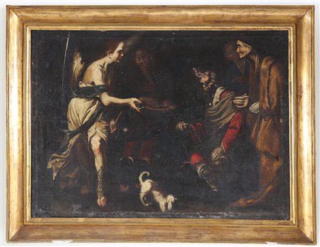 ARTISTA NAPOLETANO DEL XVII SECOLO Guarigione di Tobia. Olio su tela. Cm...