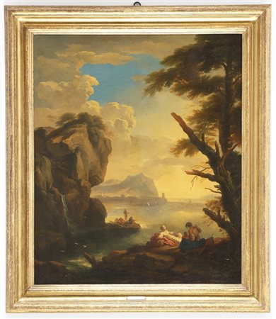 TAVELLA CARLO ANTONIO (1668 - 1738) Costa ligure con figure e punta Chiappa...