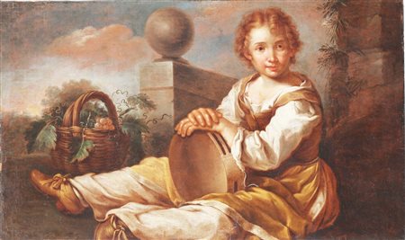 KEIL BERNHARD (1624 - 1687) Ritratto di bambino con tamburello. Olio su tela...