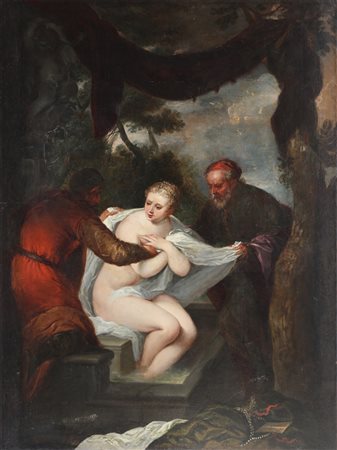 CELESTI ANDREA (1637 - 1700) Ambiente di. Susanna e i vecchioni. Olio su...