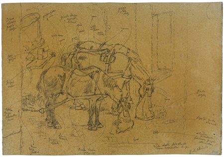 Giorgio De Chirico (1888-1978), Due Cavalli, 1939, matita su carta...