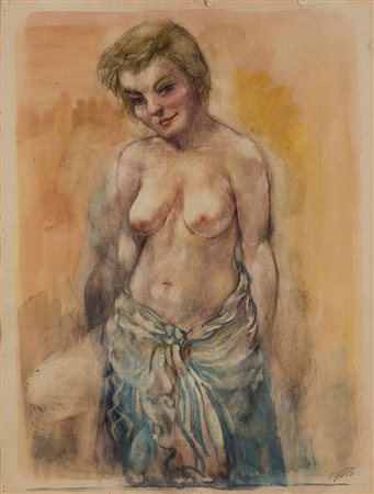George Grosz (1893-1959), Senza titolo, acquerello e gouache su cartone, cm...