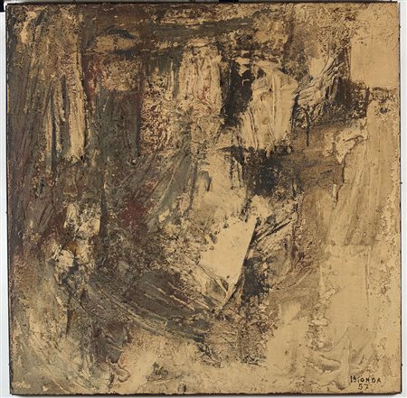 Mario Bionda (1913-1985), Senza Titolo, 1957, olio su tela, cm 100x100...