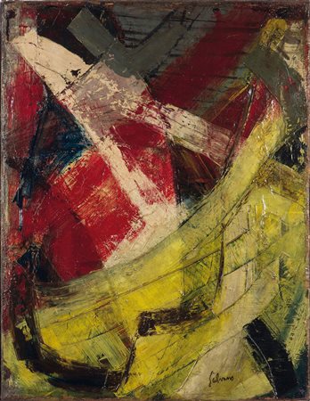 Albino Galvano (1907-1990), Composizione Astratta, 1954, olio su tela, cm...