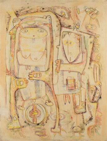 Gina Pellon (1926-2014), Le Temoin, olio su tela, cm 130x97 firmato in basso...
