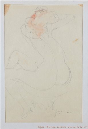 Lucio Fontana (1899-1968), Disegno, 1957 , biro nera e inchiostro rosso, cm...