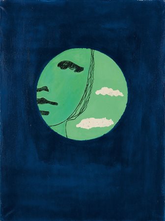 Tano Festa (1938-1988), Senza Titolo, olio su tela, cm 80x60 firmato al retro...