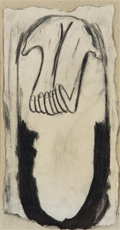 Enzo Cucchi (1949), Senza Titolo, 1995, Carboncino su carta, cm 26,15x14...