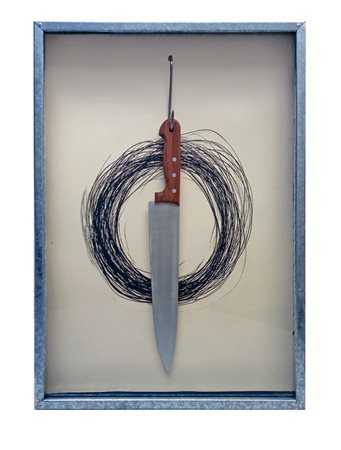 Jannis Kounellis (1936), Senza Titolo, 2003, litografia e coltello in...