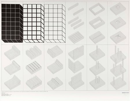 Group Superstudio (1966), Istogrammi, Litografia in bianco e nero, cm 69x87...