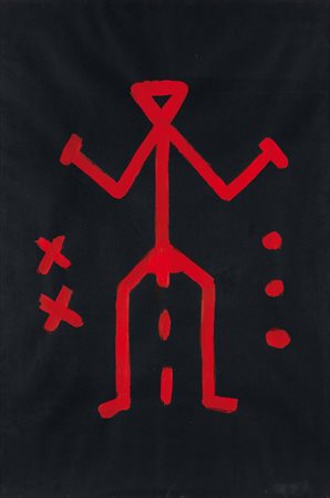 A.R. Penck (1939), Senza Titolo, tempera su carta, cm 100x70 firmato al retro...