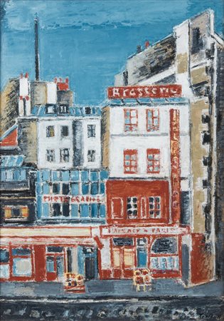 Orfeo Tamburi (1910-1994), Scorcio di Parigi, olio su tavola, cm 70x50...