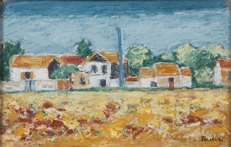 Orfeo Tamburi (1910-1994), Paesaggio, olio su tela, cm 22x33 firmato in basso...