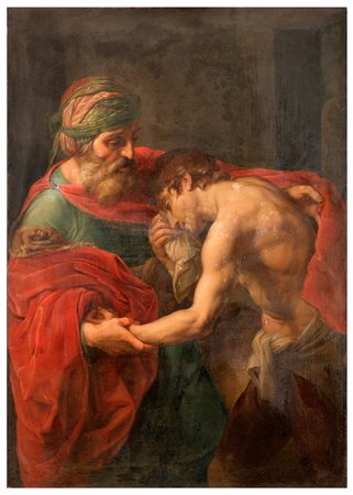 POMPEO BATONI attribuito, Lucca 1707 - Roma 1787, Il Figliolo Prodigo, Olio...