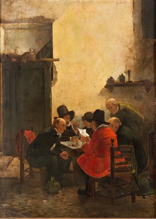 PITTORE FIAMMINGO XVIII SECOLO, La lettura della lettera , Olio su tavola cm...