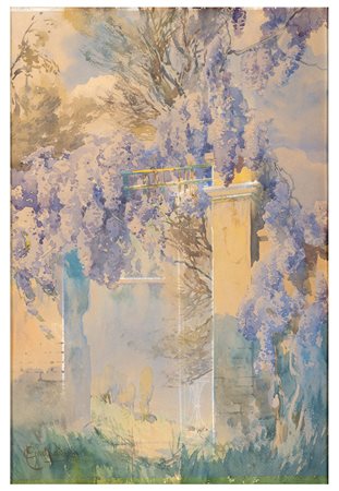 ONORATO CARLANDI, Roma 1848 - 1939, Il Pincio dal Muro Torto, Acquerello su...