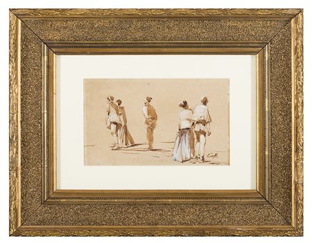 IPPOLITO CAFFI, Belluno 1814 - Mare Adriatico 1866 , Figure, Inchiostro e...