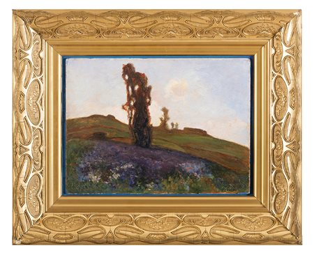 TEODORO WOLF FERRARI, Venezia 1878 - 1945, Paesaggio, Olio su tavoletta cm...