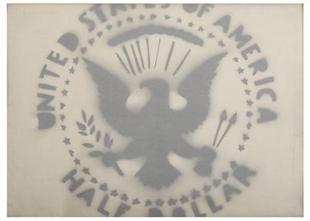 FRANCO ANGELI, Roma 1935 - 1988, Half Dollar 1968, Acrilico e toulle su tela...