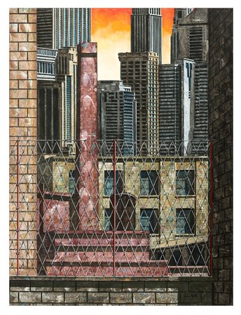 TONINO CAPUTO, Lecce 1933, Old Chimney, Olio su tela cm 80 x 60, Firma in...