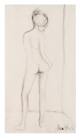 PITTORE DEL NOVECENTO, Nudo di donna di spalle, Inchiostro su carta cm 35 x...