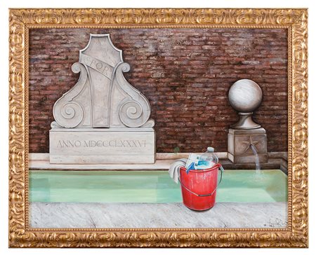 ANGELINA KUZMANOVIC, Negotin 1968, Anacronismo 2003, Olio su tela cm 70 x 90,...