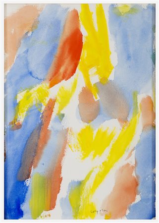 ANTONIO CORPORA, Tunisi 1909 - Roma 2004, Mattina azzurra, Acquerello su...