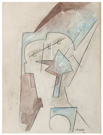 HENRI LAURENS, Parigi 1885 - 1954, Astratto 1917, Tecnica mista su cartoncino...