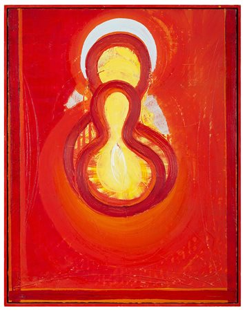 GIANNI DESSì, Roma 1955, Rosso 2007, Olio materico su tela cm 105 x 82, Firma...
